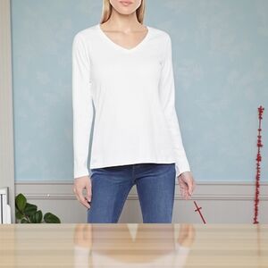 St. John's Bay Womens V Neck Long Sleeve T-Shirt XXL (20)